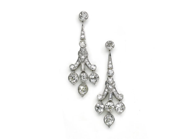 Art Deco diamond drop earrings platinum 1935