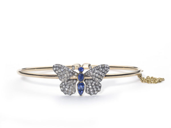 Antique Victorian Sapphire and Diamond Butterfly Bangle