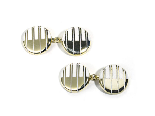 Vintage Cartier Enamel and Gold Piano Cufflinks