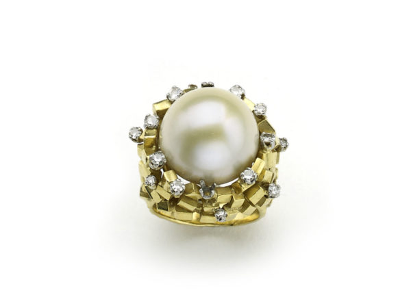 Vintage Pearl and Diamond Bombé Ring