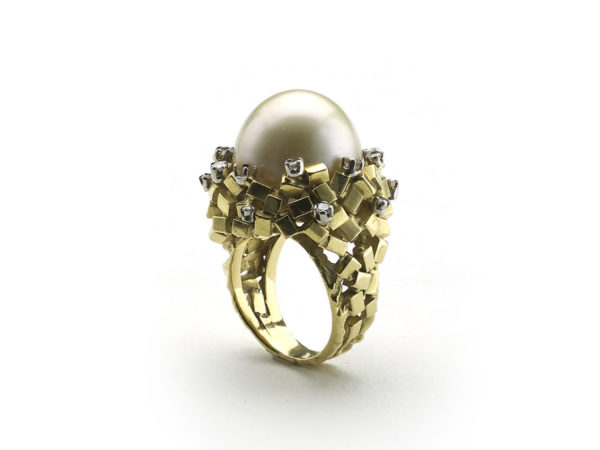 Vintage Pearl and Diamond Bombé Ring