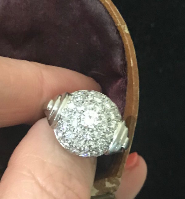 Art Deco diamond Bombé dress ring. platinum 1930's Jewellery Discovery