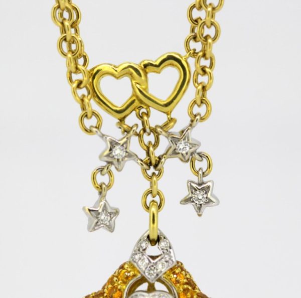 Vintage 18ct Yellow Gold Heart Pendant Necklace