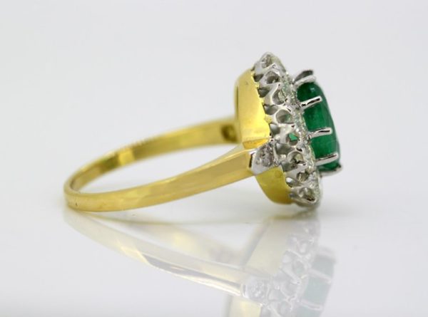 Vintage Emerald and Diamond Cluster Ring