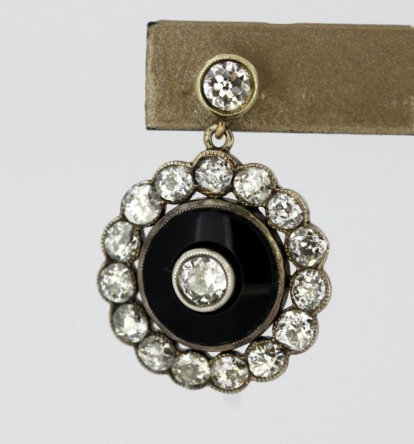 Antique Victorian Onyx and Diamond Earrings