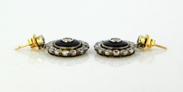 Antique Victorian Onyx and Diamond Earrings