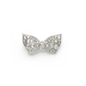 Edwardian Style Diamond Bow Brooch April Birthstone 