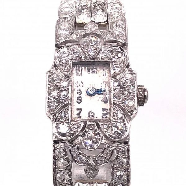 Art Deco Diamond Cocktail Watch Platinum 1930s