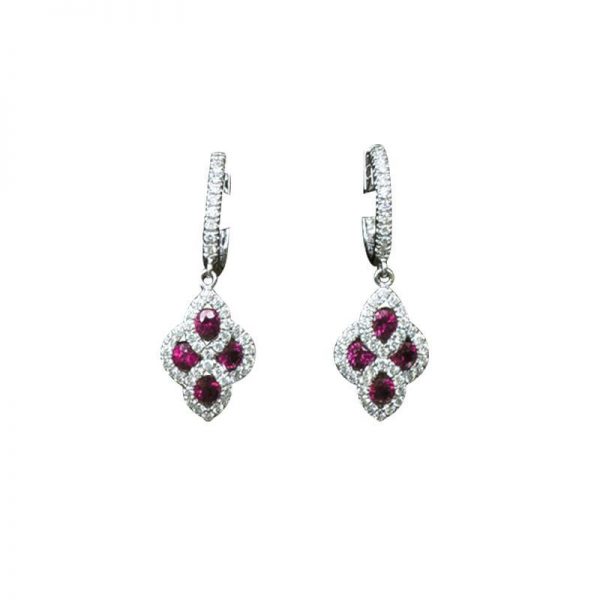 Ruby and Diamond Quatrefoil Earrings - Jewellery Discovery