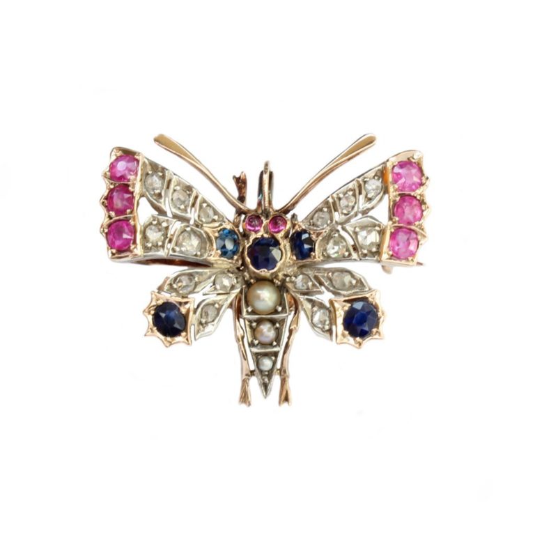 Multi Gem Set Butterfly Brooch - Jewellery Discovery