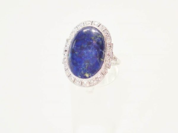 Cabochon Lapis Lazuli and Diamond Ring