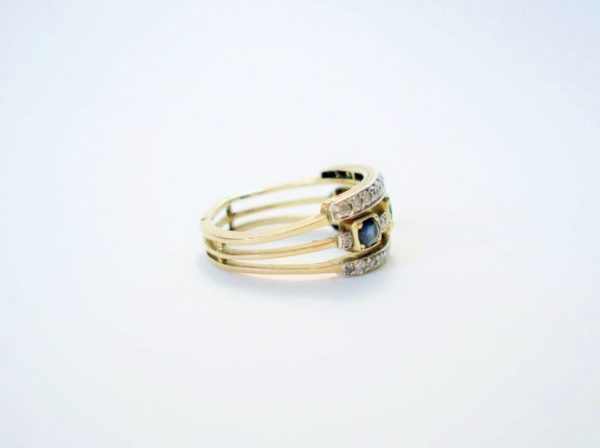 Three Row Sapphire and Diamond Ring