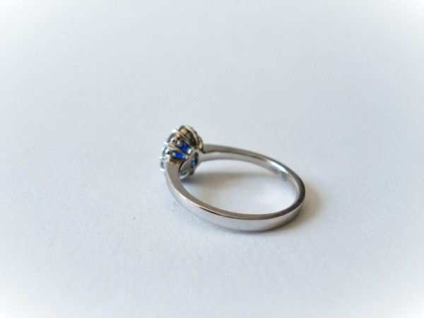 Sapphire and Diamond Cluster Ring