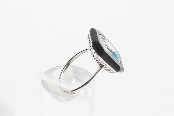 Aquamarine and Onyx Cocktail Ring