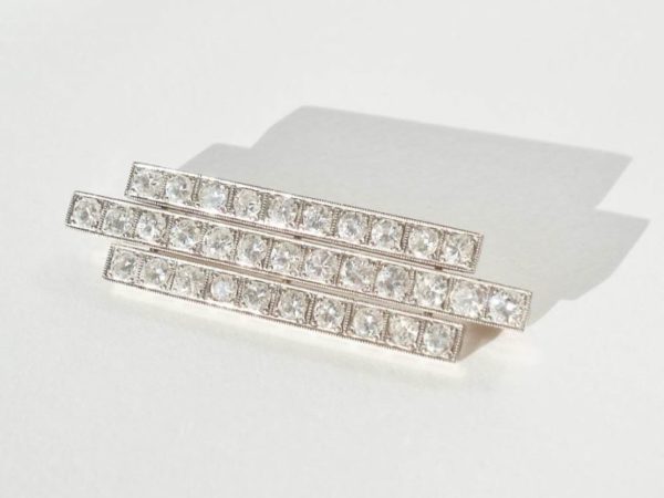 Vintage Three Row Diamond Brooch