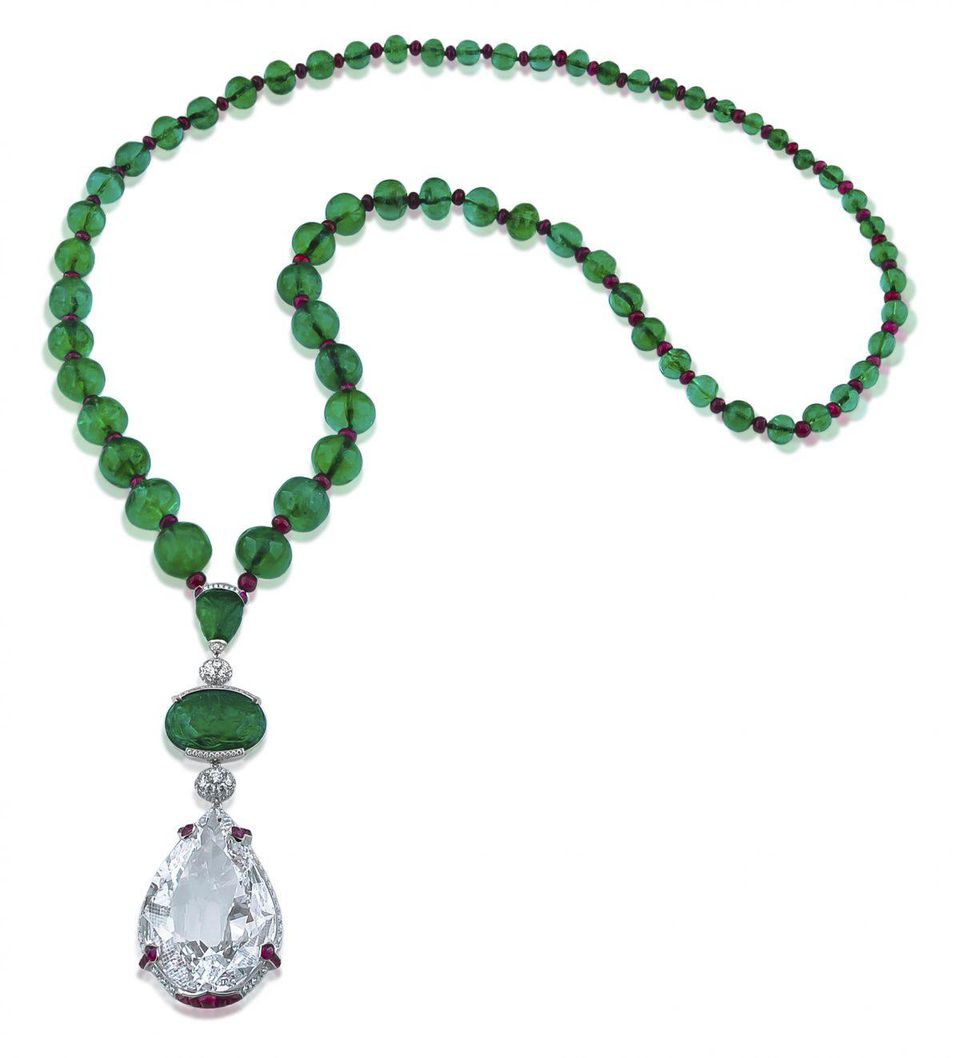 Ruby and diamond Belle Epoque pendant, Marjan Sterk Fine Art Jewellery