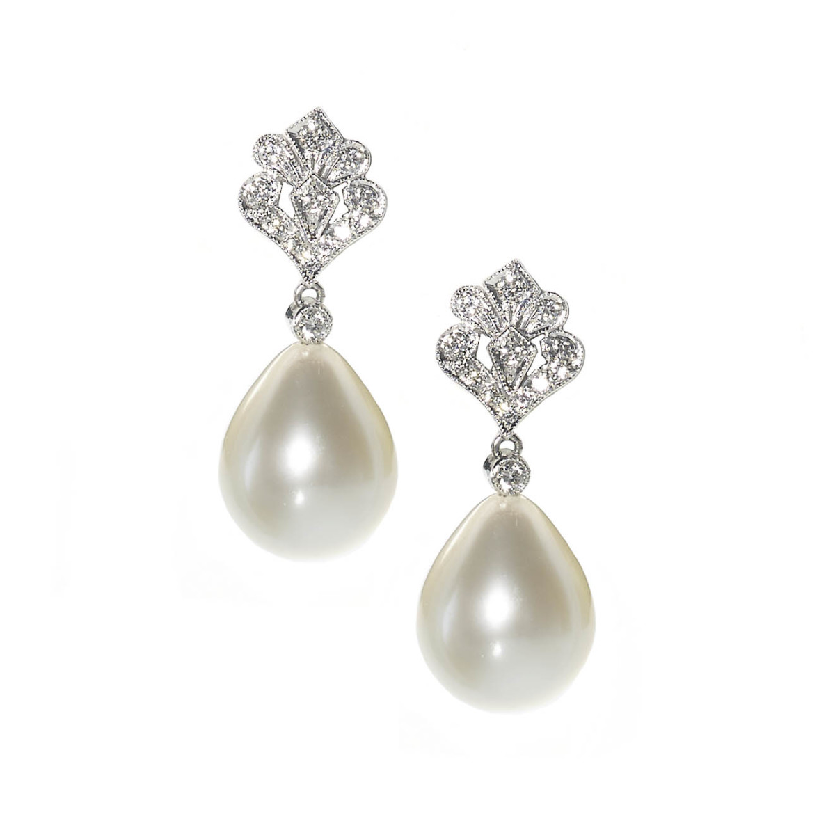 Diamond Topped Pearl Drop Earrings - Jewellery Discovery