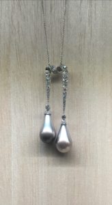 Symbolic & Chase Natural Pearl and Diamond Earrings Natural pearls grey colour finest large TEFAF 