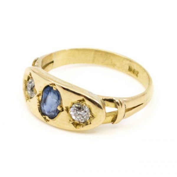 Antique Victorian Sapphire and Diamond Three Stone Ring | Jewellery ...