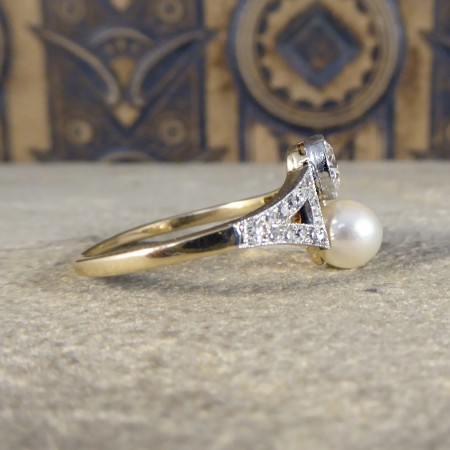 Vintage pearl diamond ring
