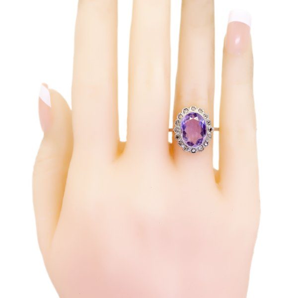 Antique Victorian Amethyst and Diamond Ring