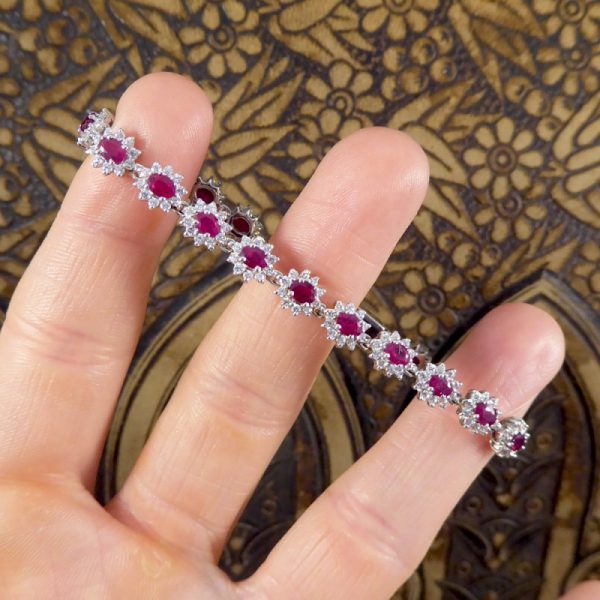 Ruby and Diamond Cluster Bracelet