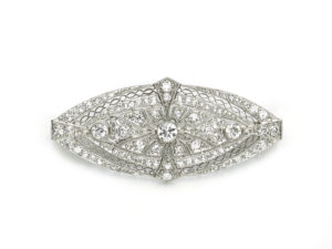 Antique Art Deco Platinum Diamond Brooch