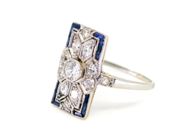 Art Deco sapphire diamond ring 1930
