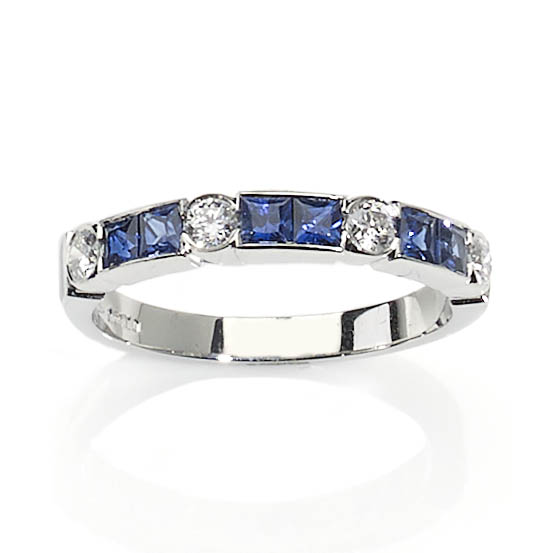 Sapphire and Diamond Half Eternity Ring - Jewellery Discovery