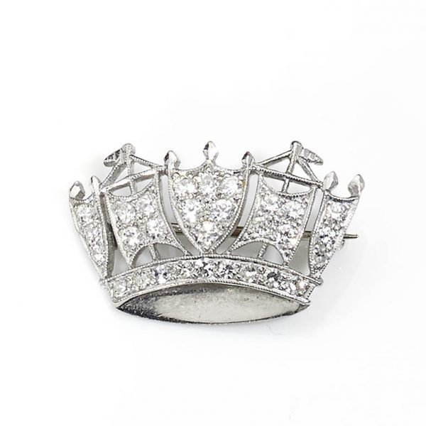 Diamond Set Naval Crown Brooch