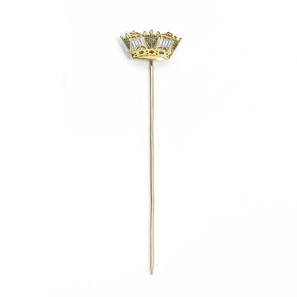 Vintage Enamel Naval Crown Stick Pin