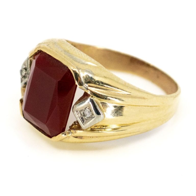 Vintage Carnelian And Diamond Ring - Jewellery Discovery