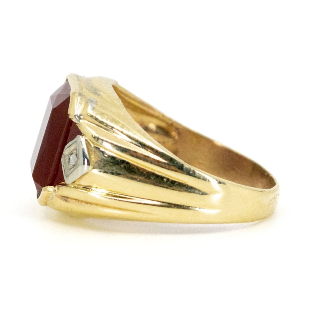 Vintage Carnelian And Diamond Ring - Jewellery Discovery