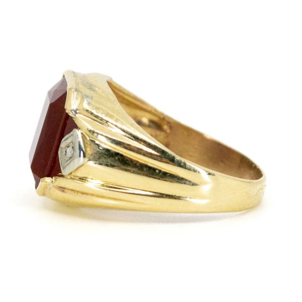 Vintage Carnelian and Diamond Ring