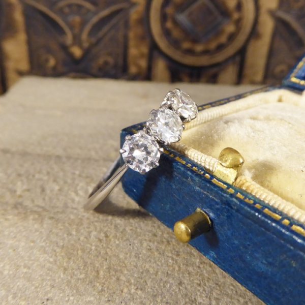 Antique Art Deco Three Stone Diamond Engagement Ring, 1.20 carats