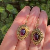 Antique Victorian garnet gold drop earrings