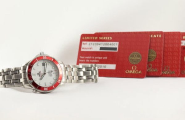 Omega Seamaster, Olympic Limited Edition. Box & Papers red dial watch Vancouver red