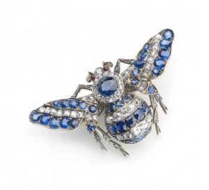 Antique Victorian Sapphire and Diamond Bee Brooch