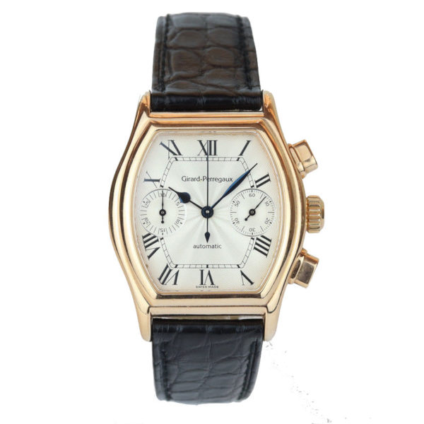 Girard-Perregaux Richeville gents watch 18ct rose gold chronograph black strap