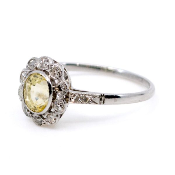Vintage 1.00ct Yellow Sapphire and Single Cut Diamond Ring