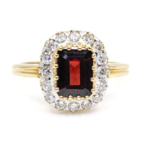 Garnet and Diamond Cluster Ring