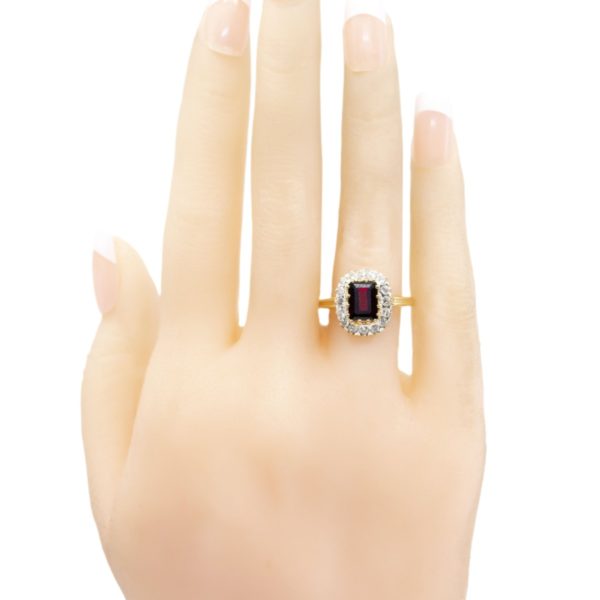 Garnet and Diamond Cluster Ring