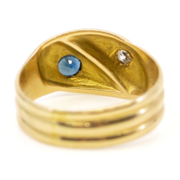 Antique Edwardian Sapphire and Diamond Set Snake Ring