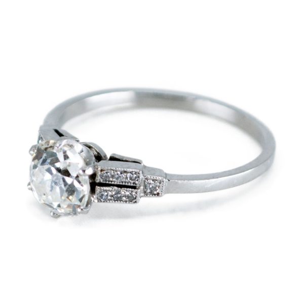 Antique Art Deco 1.14ct Cushion Cut Diamond Ring, Platinum - Jewellery ...
