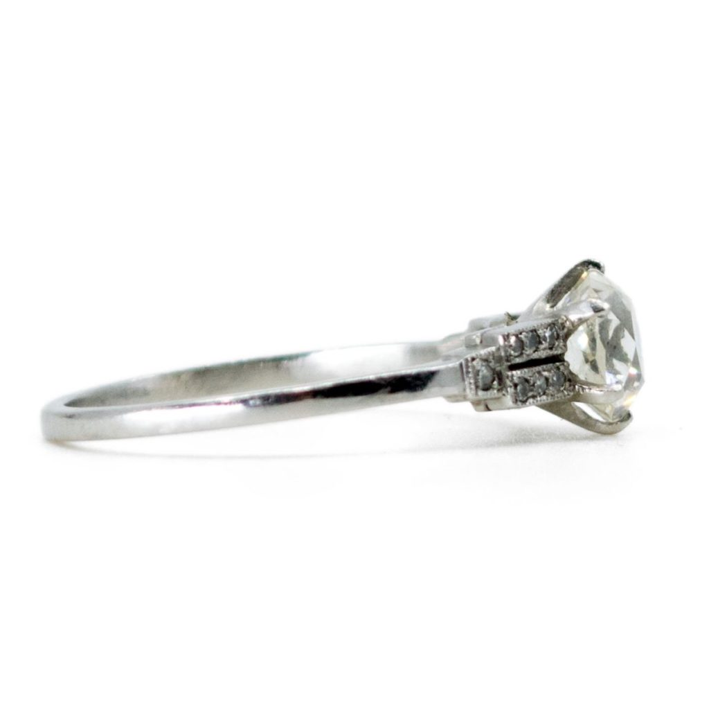 Antique Art Deco 1.14ct Cushion Cut Diamond Ring, Platinum - Jewellery ...