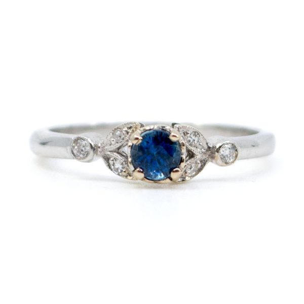 Vintage 0.50ct Sapphire and Diamond White Gold Ring