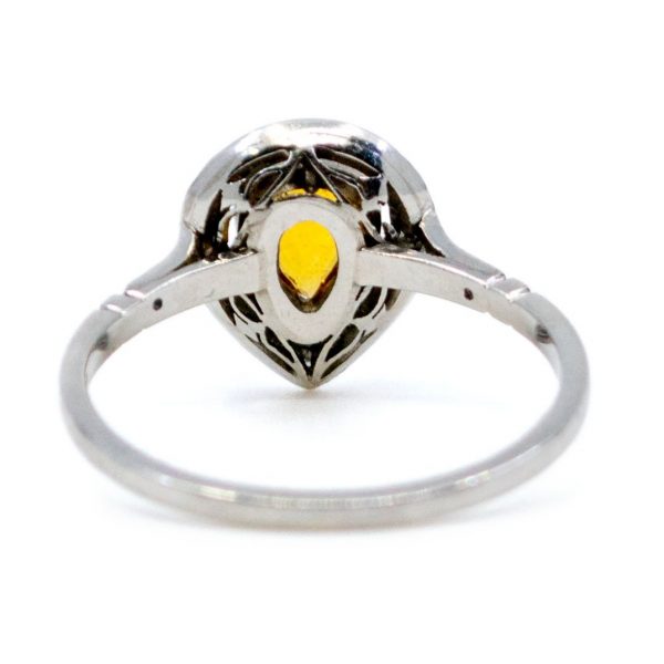 Vintage 0.65ct Yellow Sapphire and Single Cut Diamond Ring, Platinum