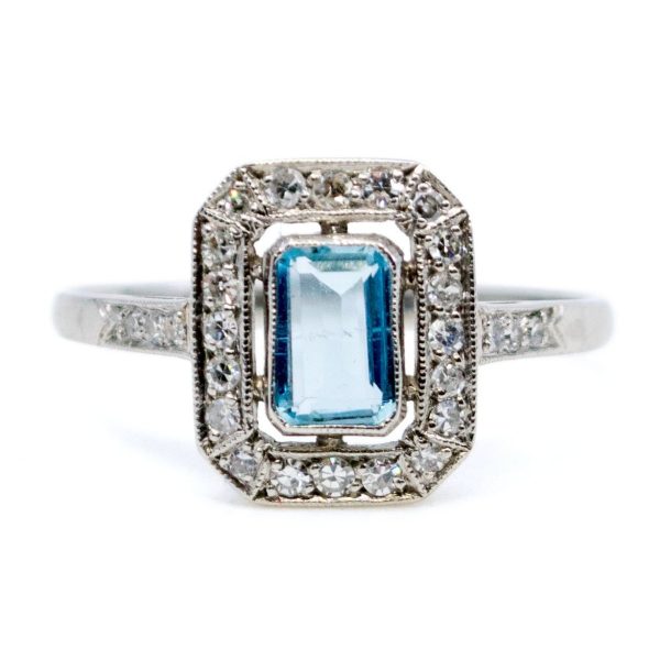 Vintage 0.50ct Aquamarine and Diamond Ring, Platinum