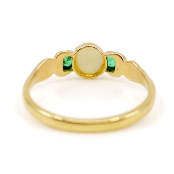 Antique Art Nouveau Opal and Emerald Ring