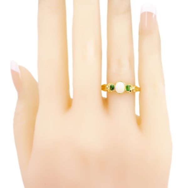 Antique Art Nouveau Opal and Emerald Ring